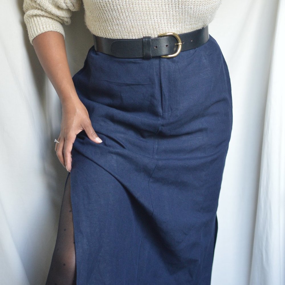 SOLD Vintage Linen Midi Skirt